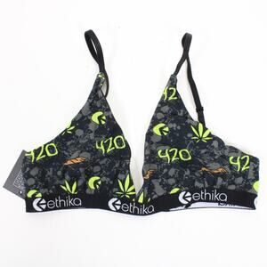 Ethika Bra Womens Medium 420 Bralette Wireless Unlined Adjustable Strap Closure